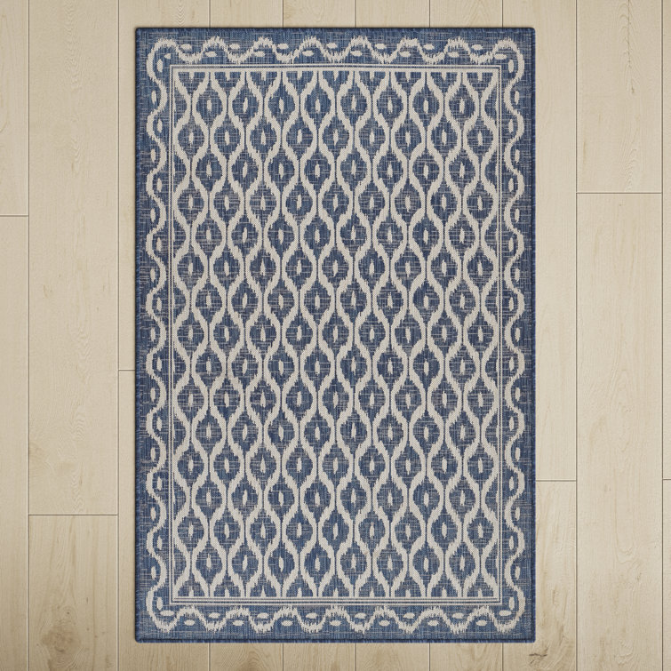 Birch Lane™ Susanna Geometric Blue/Beige Indoor / Outdoor Area Rug
